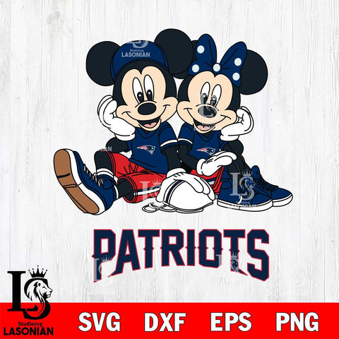 New England Patriots Mickey Minnie Mouse Football Sit Svg Eps Dxf Png File, Bundle NFl svg , File Cut , Digital Download , Instant Download, Laser Cut Svg Files