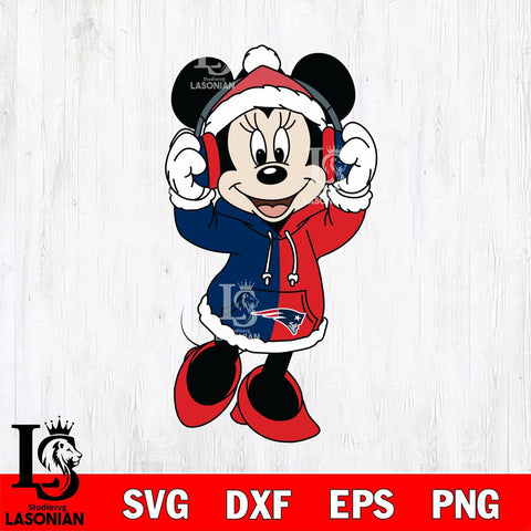 New England Patriots Minnie Mouse Disney Football Christmas File Cut, NFL SVG DXF EPS PNG FILE, Digital Download , Criucut , Silhouette