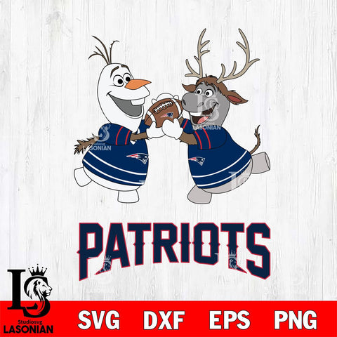 New England Patriots Olaf & Sven Football Cricut,Christmas SVG DXF EPS PNG FILE, Digital Download,Instant Download, Silhouette