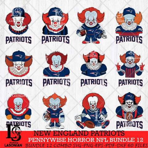 New England Patriots Pennywise Horror NFL Bundle 12 SVG Eps Dxf Png File, NFL svg, Digital Download, Instant Download