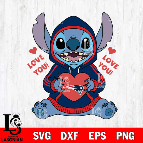 New England Patriots Stitch Love You File Cut, NFL SVG DXF EPS PNG FILE, Digital Download , Criucut , Silhouette