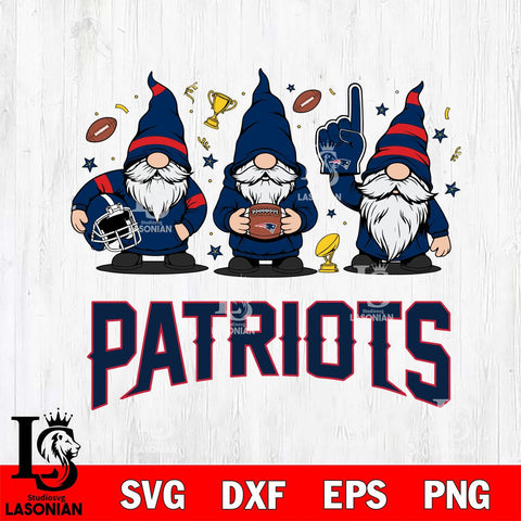 New England Patriots Three Gnome FAN File Cut, NFL SVG, Digital Download , CHRISTMAS Criucut , Silhouette