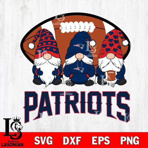 New England Patriots Three Gnome Football File Cut, NFL SVG, Digital Download , CHRISTMAS Criucut , Silhouette