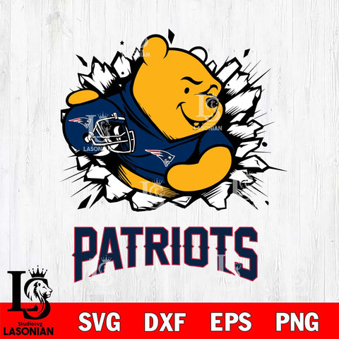 New England Patriots Winnie The Pooh NFL Cricut, NFL SVG DXF EPS PNG FILE, Digital Download,Instant Download, Silhouette