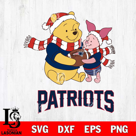 New England Patriots Winnie the Pooh & Piglet Football Cricut,Christmas SVG DXF EPS PNG FILE, Digital Download,Instant Download, Silhouette