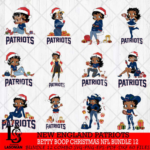 New England Patriots  Betty Boop Christmas NFL Bundle File Cut, NFL SVG DXF EPS PNG PDF File, Digital Download , Criucut , Silhouette