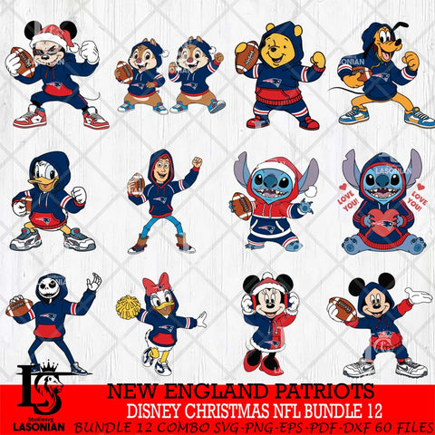 New England Patriots  Disney christmas NFL Bundle File Cut,Bundle NFL SVG DXF EPS PNG FILE, Digital Download , Criucut , Silhouette
