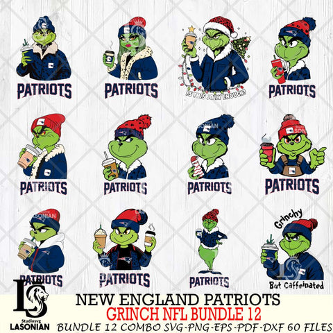 New England Patriots  Grinch NFL Bundle 12 SVG Eps Dxf Png File, Digital Download, Instant Download