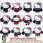 New England Patriots  Hello Kitty Cheerleader NFL Bundle 12 SVG Eps Dxf Png File, Digital Download, Instant Download