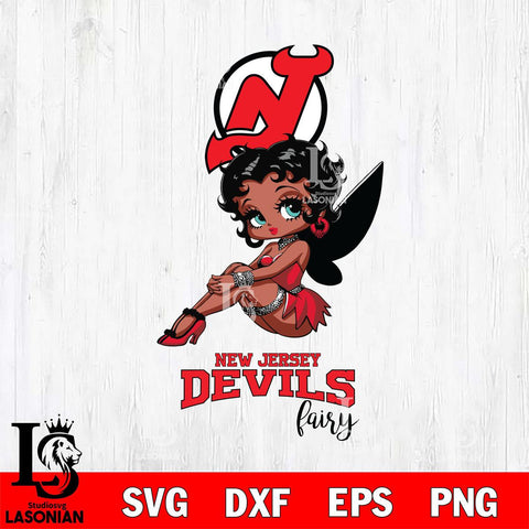 New Jersey Devils Beauty Black Fairy Betty Boop, Svg Eps Dxf Png File, Digital Download