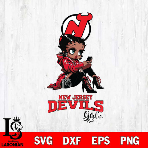 New Jersey Devils Beauty Black Fan Girl Football, Svg Eps Dxf Png File, Digital Download