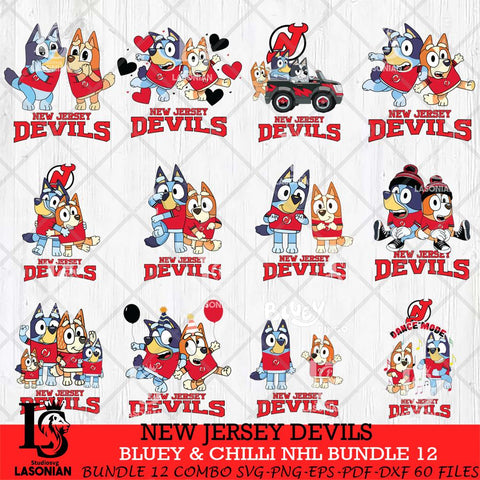 New Jersey Devils Bluey & Bingo NHL Bundle 12 SVG Svg Eps Dxf Png File, Bundle NHL svg, Digital Download, Instant Download