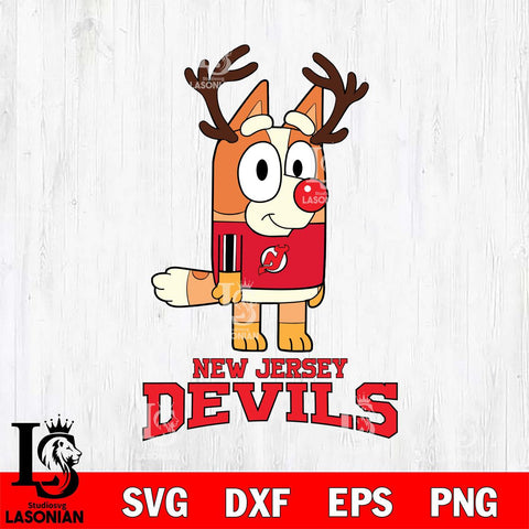 New Jersey Devils Bluey Chilli Christmas Deer Svg Eps Dxf Png File, Digital Download