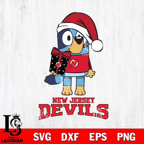 New Jersey Devils Bluey Christmas Svg Eps Dxf Png File, Digital Download
