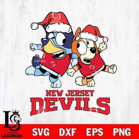 New Jersey Devils Bluey Christmas Holiday Svg Eps Dxf Png File, Digital Download