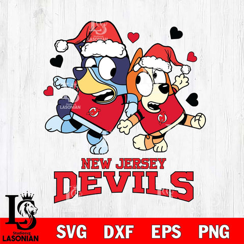 New Jersey Devils Bluey Christmas NFL Svg Eps Dxf Png File, Digital Download