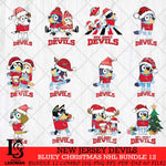 New Jersey Devils Bluey Christmas NHL Bundle 12 Cricut , Christmas Svg , Bluey svg , Digital Download, dxf eps png pdf file