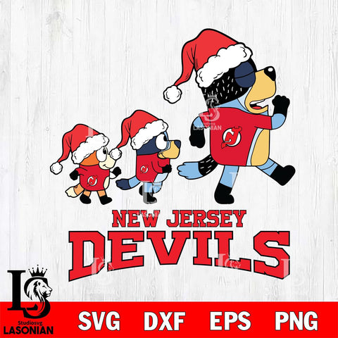New Jersey Devils Bluey Family Christmas Svg Eps Dxf Png File, Digital Download