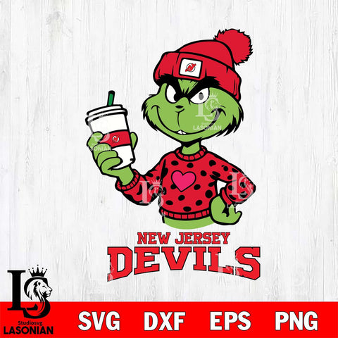 New Jersey Devils Boujee Grinch Heart Christmas Cut Files, Cricut,Christmas Svg Dxf Eps Png file , Digital Download