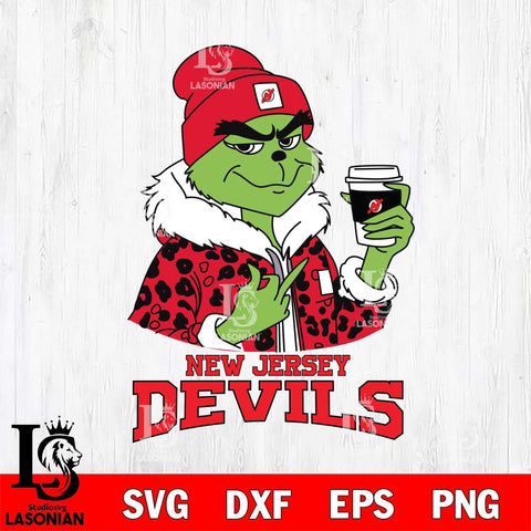 New Jersey Devils Boujee Grinch Leopard Christmas Cut Files, Cricut,Christmas Svg Dxf Eps Png file , Digital Download