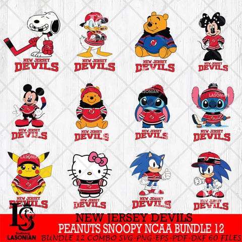 New Jersey Devils Disney Hockey NHL Bundle 12 SVG DXF EPS PNG FILE,NHL Bundle File Cut,Disney Digital Download,Instant Download, Silhouette