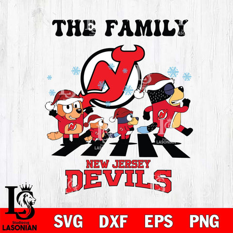 New Jersey Devils Family Bluey Christmas Svg Eps Dxf Png File, Digital Download