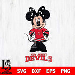 New Jersey Devils Minnie Mouse NHL Hockey SVG DXF EPS PNG FILE,NHL File Cut,Disney Digital Download,Instant Download, Silhouette