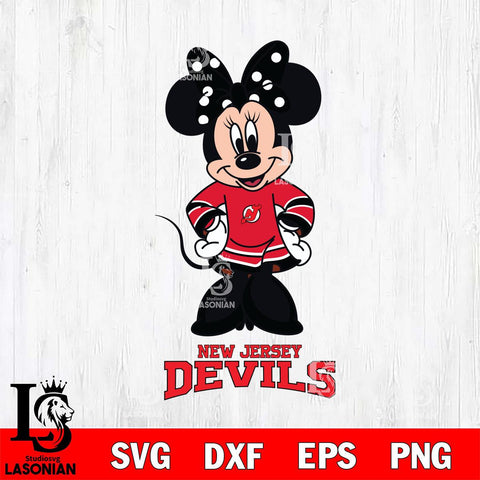 New Jersey Devils Minnie Mouse NHL Hockey SVG DXF EPS PNG FILE,NHL File Cut,Disney Digital Download,Instant Download, Silhouette