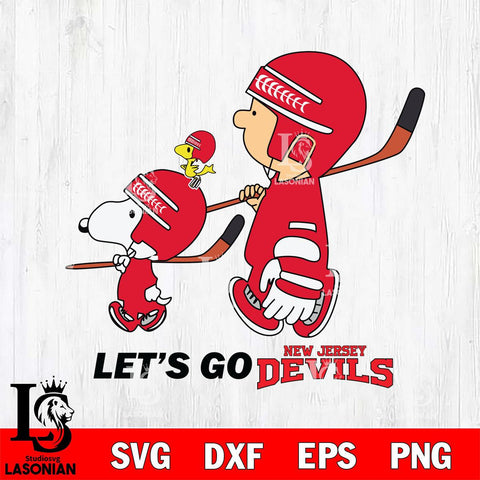 New Jersey Devils Snoopy and Charlie Brown Lets go Svg Eps Dxf Png File, Digital Download , Instant Download, Svg Files
