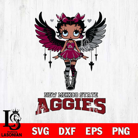 New Mexico State Aggies Anglel Black Fan Girl Betty Boop, Svg Eps Dxf Png File, Digital Download
