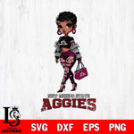 New Mexico State Aggies Beautiful Black Fan Girl, Svg Eps Dxf Png File, Digital Download