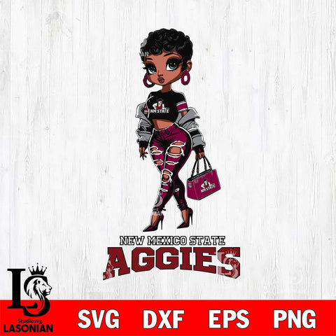 New Mexico State Aggies Beautiful Black Fan Girl, Svg Eps Dxf Png File, Digital Download