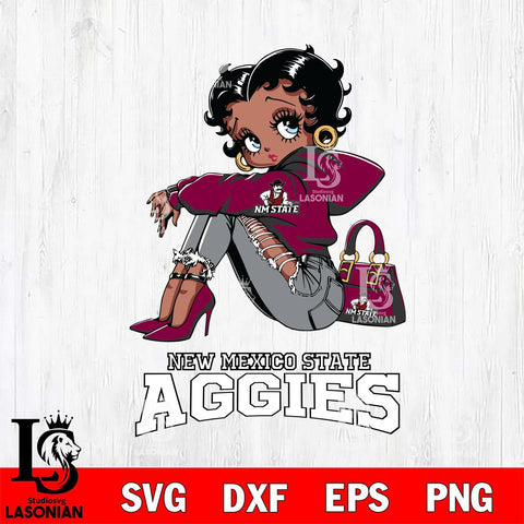 New Mexico State Aggies Betty Boop Black Fan Girl Svg Eps Dxf Png File, Digital Download, Instant Download
