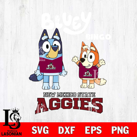 New Mexico State Aggies Bluey & Bingo 4 Svg Eps Dxf Png File, NCAA svg, Digital Download, Instant Download