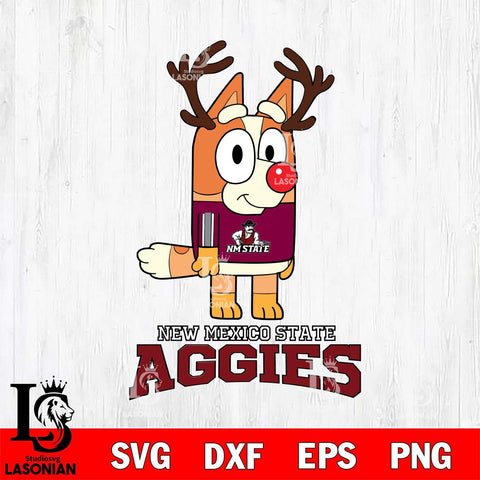 New Mexico State Aggies Bluey Chilli Christmas Deer Svg Eps Dxf Png File, Digital Download