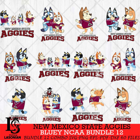 New Mexico State Aggies Bluey Dace Mode NCAA Bundle 12 SVG Eps Dxf Png File, Digital Download, Instant Download