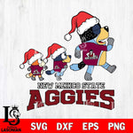 New Mexico State Aggies Bluey Family Christmas Svg Eps Dxf Png File, Digital Download