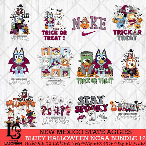 New Mexico State Aggies Bluey Halloween NCAA 12 SVG Eps Dxf Png File, Bundle NCAA svg, Digital Download, Instant Download