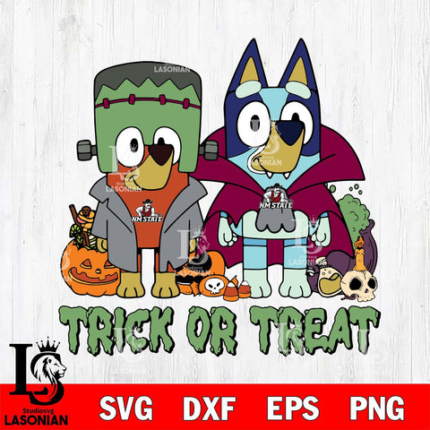 New Mexico State Aggies Bluey Halloween Trick or Treat Svg Eps Dxf Png File, Digital Download, Instant Download