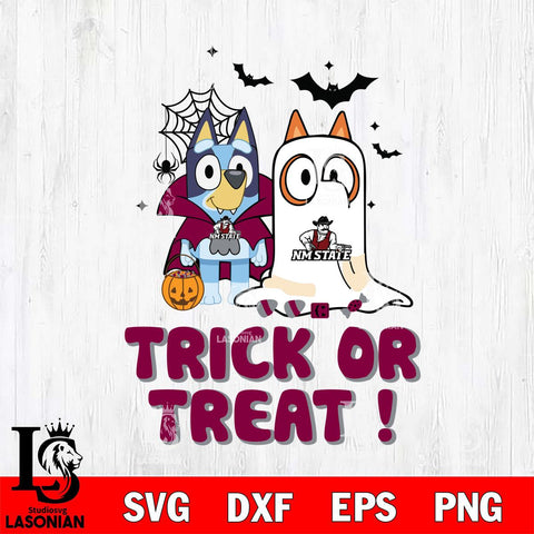 New Mexico State Aggies Bluey Trick or Treat Halloween Svg Eps Dxf Png File, Digital Download, Instant Download
