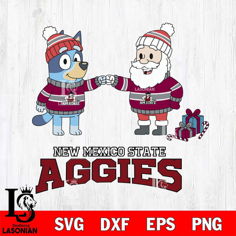 New Mexico State Aggies Bluey With Satan Christmas File Cut, NCAA SVG DXF EPS PNG FILE, Digital Download,Instant Download, Silhouette