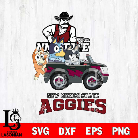 New Mexico State Aggies Bluey friends car Svg Eps Dxf Png File, NCAA svg, Digital Download, Instant Download
