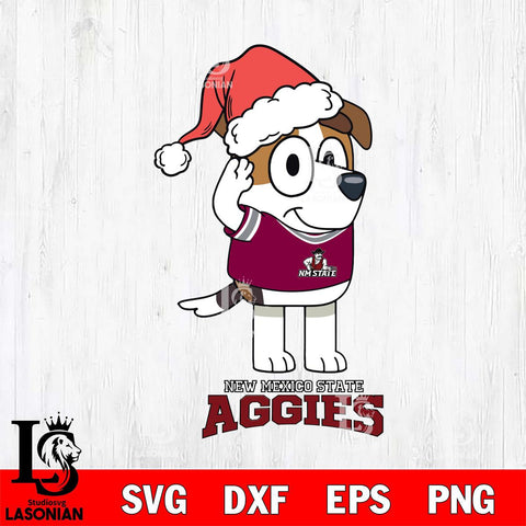 New Mexico State Aggies Christmas Bluey Jack Sport Cut Files,Bluey Cricut,Christmas Svg , Bluey svg , Digital Download, dxf eps png pdf file