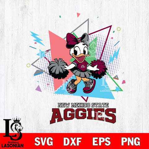 New Mexico State Aggies Cute Daisy Duck Cheerleader SVG DXF EPS PNG FILE, NCAA File Cut,Digital Download,Instant Download