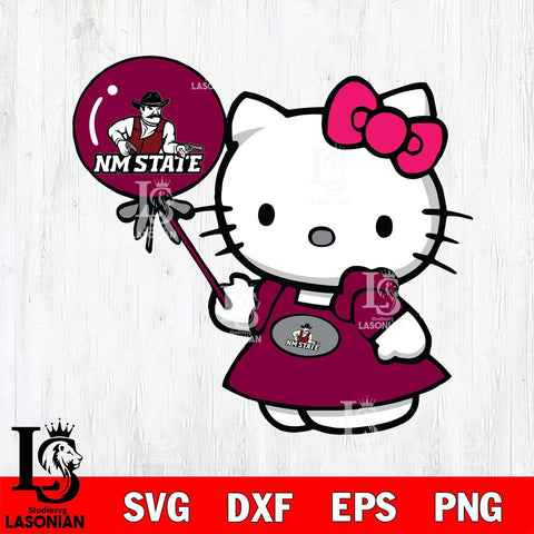 New Mexico State Aggies Cute Hello Kitty 2 Svg Eps Dxf Png File, Digital Download, Instant Download