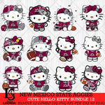 New Mexico State Aggies Cute Hello Kitty Bundle 12 SVG Eps Dxf Png File, NCAA Bundle svg, Digital Download, Instant Download