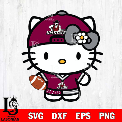 New Mexico State Aggies Cute Hello Kitty Football 10 Svg Eps Dxf Png File, NCAA svg, Digital Download, Instant Download