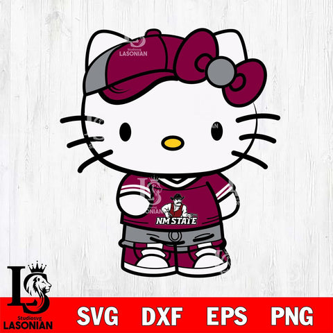 New Mexico State Aggies Cute Hello Kitty Football 2 Svg Eps Dxf Png File, NCAA svg, Digital Download, Instant Download