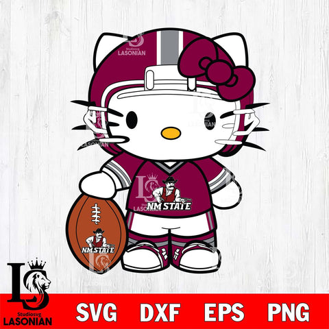 New Mexico State Aggies Cute Hello Kitty Football 3 Svg Eps Dxf Png File, NCAA svg, Digital Download, Instant Download