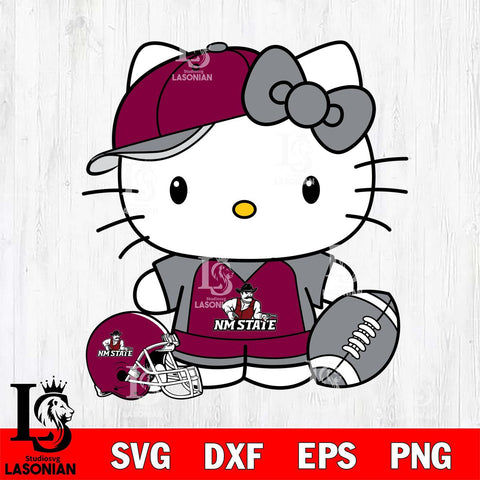 New Mexico State Aggies Cute Hello Kitty Football 4 Svg Eps Dxf Png File, NCAA svg, Digital Download, Instant Download
